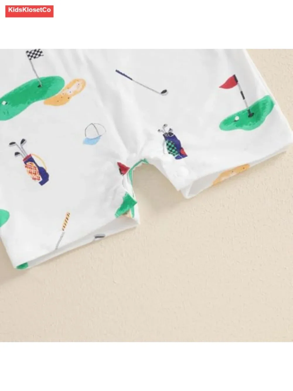 Newborn Baby Boy Golf Romper Short Sleeve Button Up Cotton Blend Jumpsuit - Picture 5 of 5